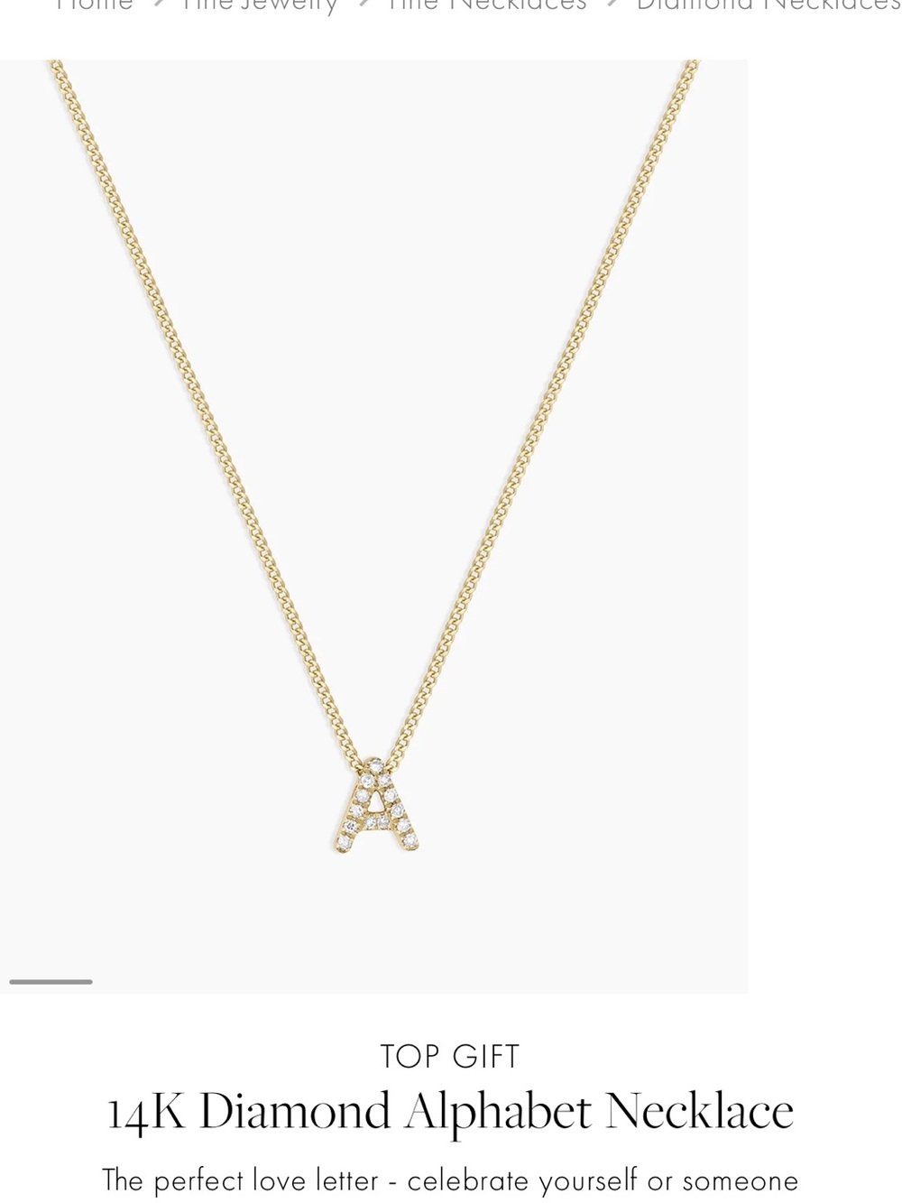 gorjana 14K Diamond “A” Alphabet Necklace